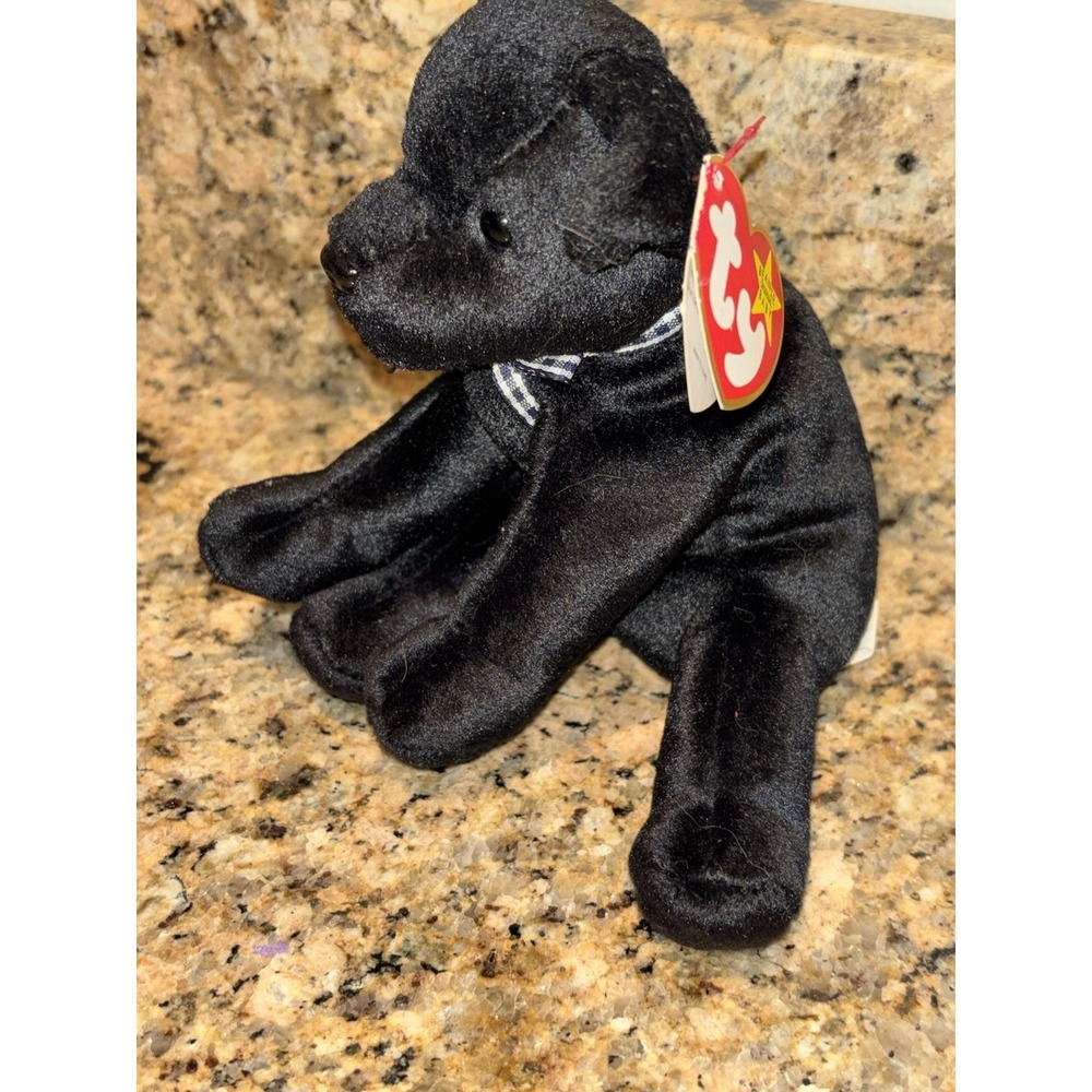 Cute 1998/1999 TY Beanie Baby: Luke the Black Labrador Retriever Dog, Plush toy